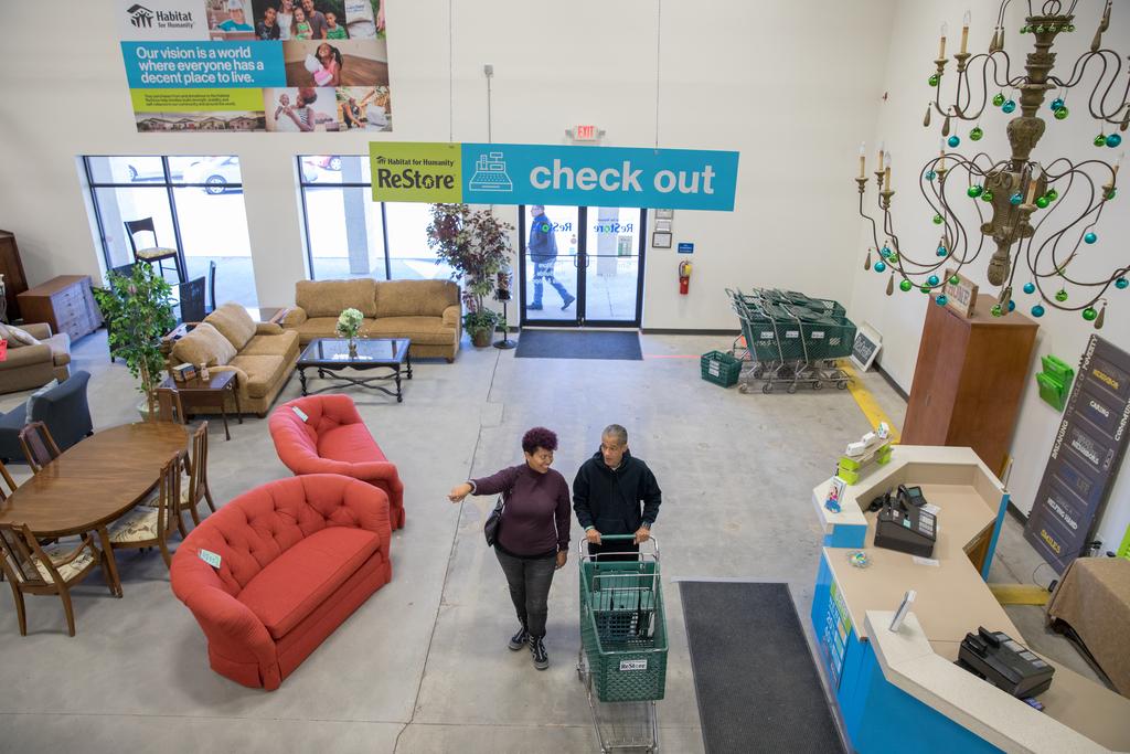 Couple browsing in restore